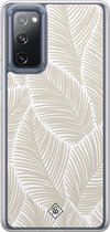 Casimoda® hoesje - Geschikt voor Samsung Galaxy S20 FE - Palmy Leaves Beige - 2-in-1 case - Schokbestendig - Natuur - Verhoogde randen - Bruin/beige, Transparant