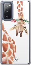 Casimoda® hoesje - Geschikt voor Samsung Galaxy S20 FE - Giraffe - 2-in-1 case - Schokbestendig - Giraffe - Verhoogde randen - Bruin/beige, Transparant