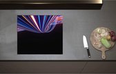 Inductieplaat Beschermer - Abstracte Neonkleurige Lijnen - 59x51 cm - 2 mm Dik - Inductie Beschermer - Bescherming Inductiekookplaat - Kookplaat Beschermer van Wit Vinyl
