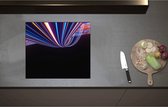 Inductieplaat Beschermer - Abstracte Neonkleurige Lijnen - 58x51 cm - 2 mm Dik - Inductie Beschermer - Bescherming Inductiekookplaat - Kookplaat Beschermer van Wit Vinyl