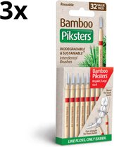 3x Piksters Bamboe Rechte Ragers - Maat 4 - Rood - 32 stuks