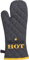 BBQ handschoenen - hittebestendig tot 250 graden - donker grijs/geel - katoen - ovenwanten
