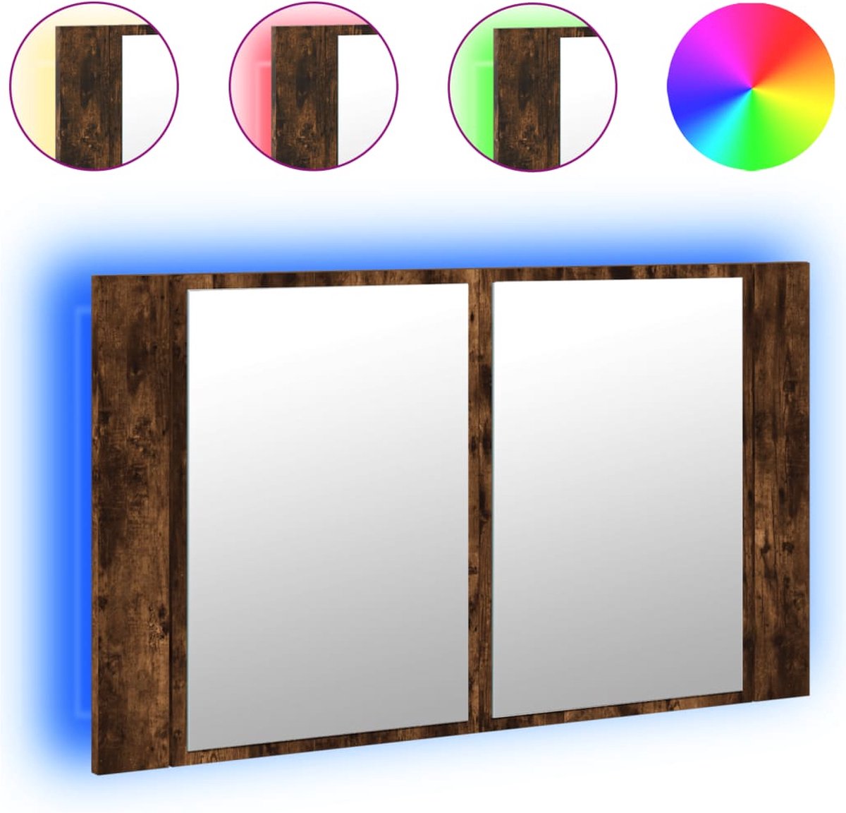 Fehér akril LED-es fürdőszobaszekrény tükörrel 80x12x45 cm