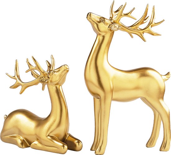 1 paar kleine rendierfiguur - Hertenfiguren decoratie - hert - eland - miniatuur, ornament - tafeldecoratie - 25CM