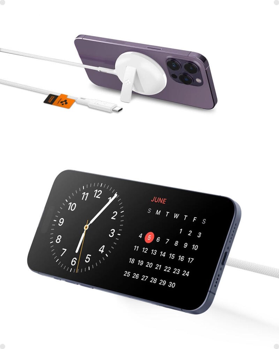 Spigen ArcField MagFit - 15W Magnetische Draadloze Oplader - Compatibel met MagSafe - Wireless Charger - Made For MagSafe Gecertificeerd - met Kickstand - Wit
