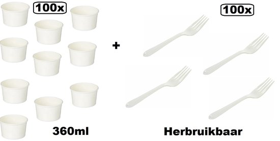 Plastic PS bestekset Magnum vork, mes en servet (400 stuks
