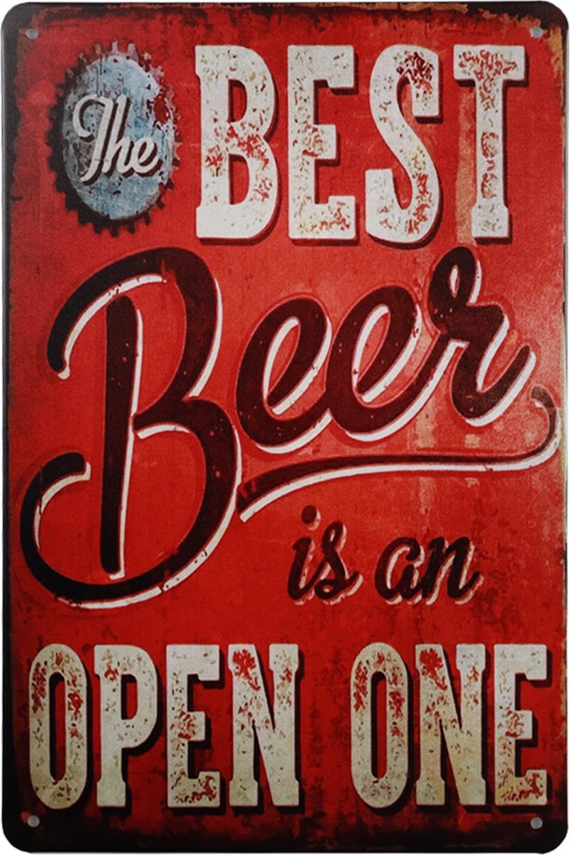 wandbord bier gin metaal mancave decoratie come in we're open set
