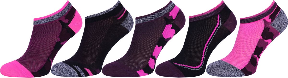 5x Roze en Zwarte Sokken