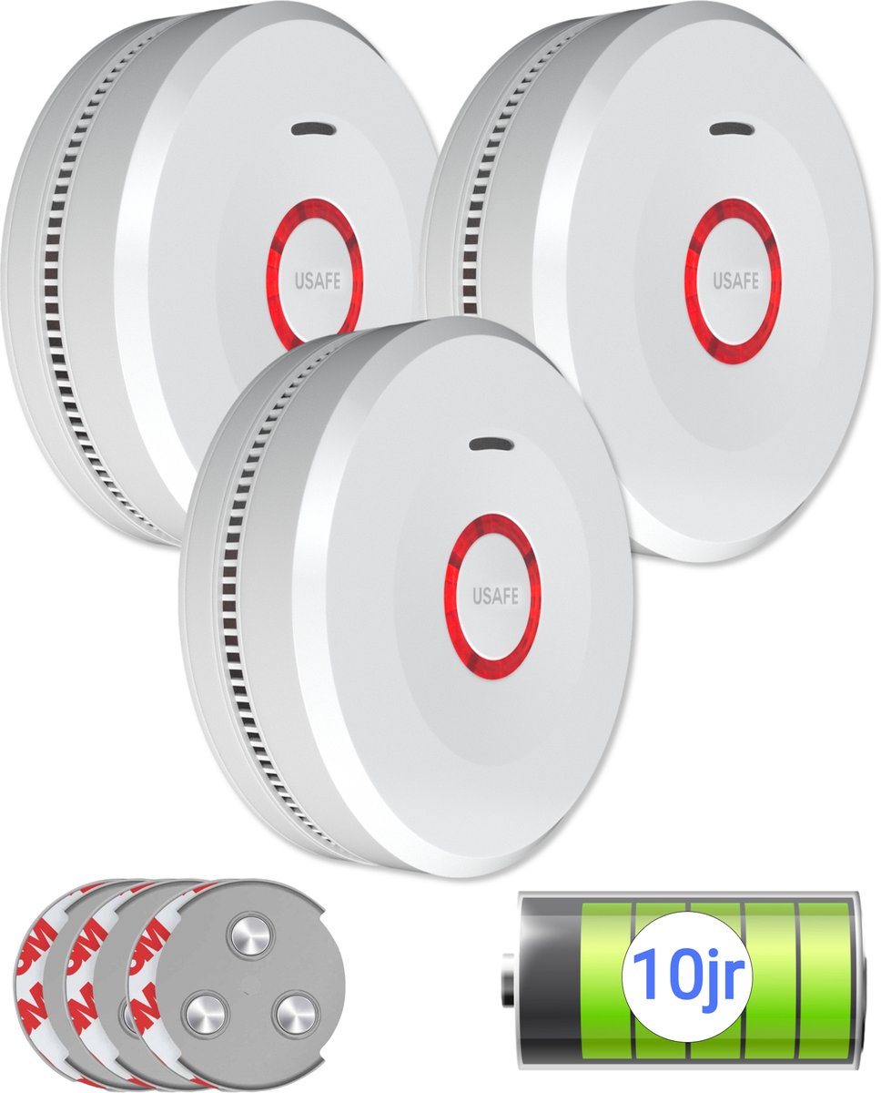 Rookmelder Set 3 Stuks – Inclusief Magneetmontage – 10 Jaar Batterij – 85dB Alarm & LED – EN 14604 Gecertificeerd op Prijzenvolger.com