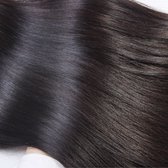 STRAIGHT - 100% Indian Human Hair Weave Hair Extensions - STIJL - 18 inch - 45 centimeter - weft - natuurlijk zwart - 100 gram - bundel