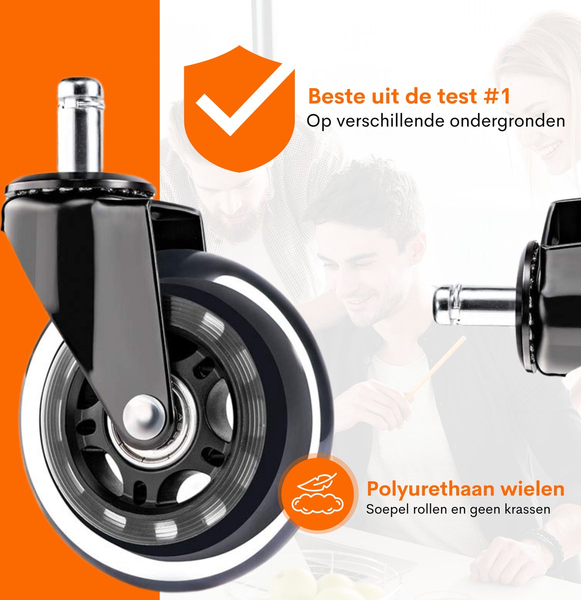 YOHOOLYO Bureaustoelwielen, 10 x 22 mm, set van 5 stoelwielen