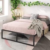 Lorelai Bed 90x200 cm - Hoogte 36 cm met opbergruimte onder het bed - Metalen platform bedframe - Zwart