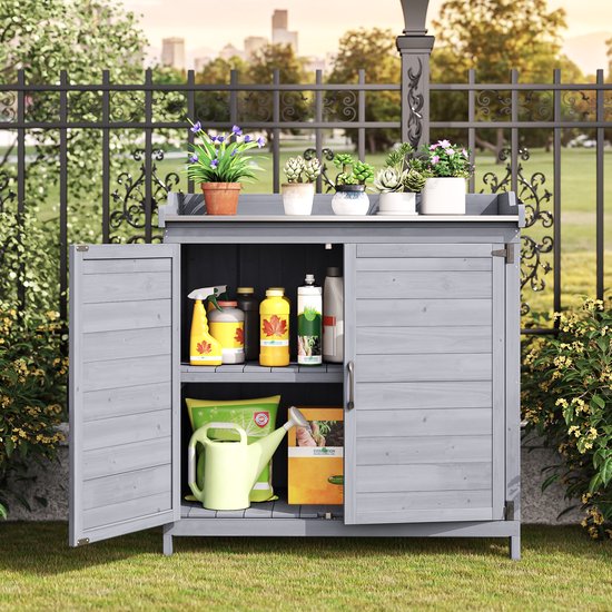 Bealife CC50 tuinkast met werkblad – 98x48x95 cm – grijs