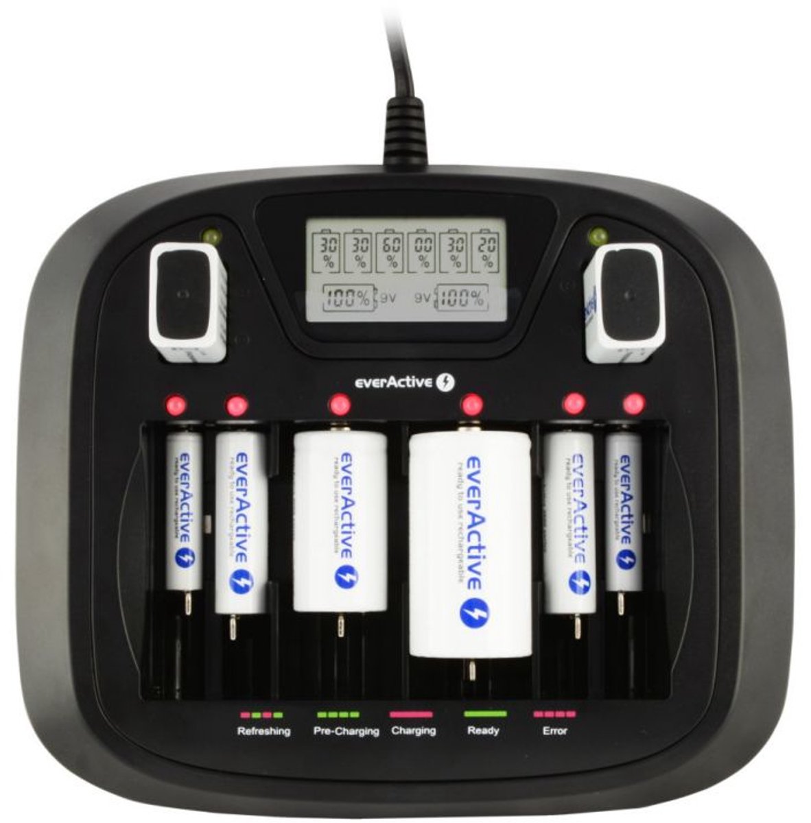 AA AAA C D 9V Professional 8 kanaals lader