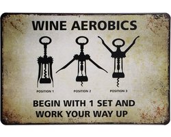 Mancave decoratie – Wine Aerobics – Wandbord – Tekstbord