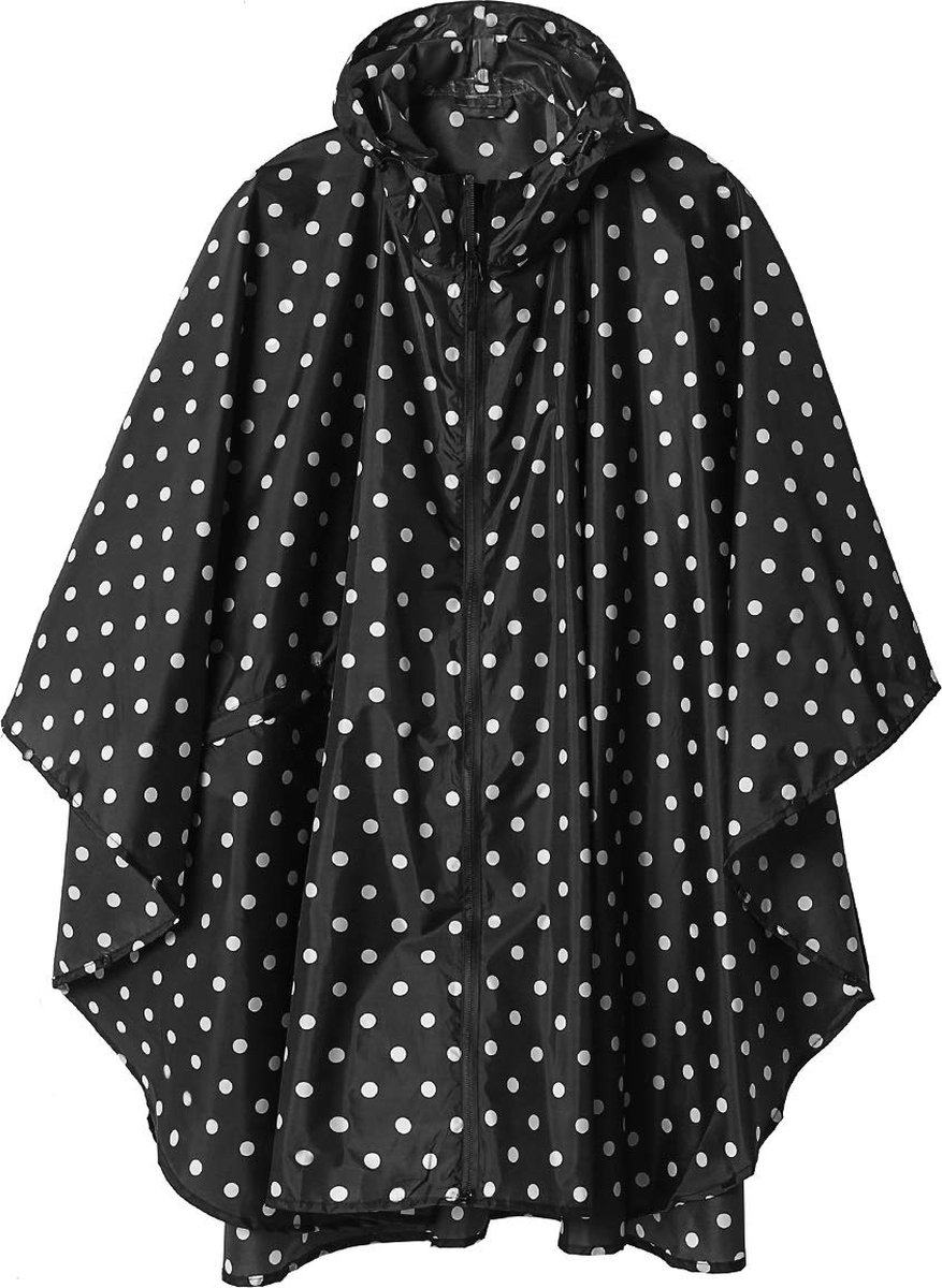 Geweo Regenponcho - Regenjas Raincoat - Fiets Regenjas - Regencape - Outdoor Wandelponcho - Lichtgewicht - Ademend - Heren Dames - One Size - Zwart 2