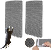 Krabmat voor katten, 2 stuks, 25 x 50 cm, krabmat, sisal, krabmat voor katten met plakband, voor bescherming van tapijten en banken (grijs)