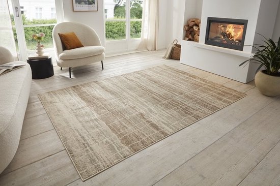 Foto: Flycarpets terrain designer laagpolig vloerkleed jord cr me 80x120 cm