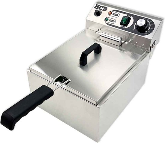 HCB® - Professionele Horeca frituurpan - Friteuse - 10 liter - 230V - RVS / INOX - 29x46x29 cm (BxDxH) - 7.5 kg