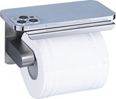 Toiletrolhouder zonder boren met plank SUS304 roestvrij staal, zelfklevende toiletrolhouder of wandmontage, toiletrolhouder toiletrolhouder voor keuken en badkamer, geborsteld zilver