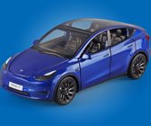 Nezr® Auto Speelgoed Jongens - Tesla Model Y - Modelauto - Geluid en Licht - 1:24 - Blauw