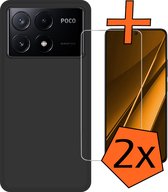 Coque adaptée pour Xiaomi Poco X6 Pro Pro Coque en Siliconen avec 2 films de protection d'écran - Coque adaptée pour Xiaomi Zwart