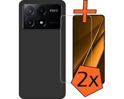Hoes - Met 2x Screenprotector - Geschikt voor Xiaomi Poco X6 Pro 5G - Sterk & Shockproof - Back Cover - Siliconen Case - Telefoon Hoes - Zwart