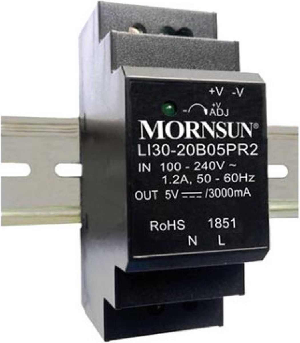 Mornsun Industriële voeding op DIN-rail - enkele uitgang - 30 W - 24 V - 1.5 A