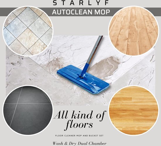 Juego de Cubo y mopa fregona STARLYF Autoclean Mop 3 Paños Microfibra