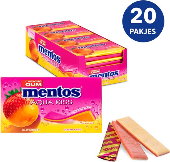 Mentos Kauwgom Aqua Kiss Strawberry Mandarin 20 x 14 stuks