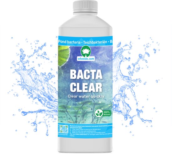 vdvelde.com - BACTA CLEAR - Voor 1.000 tot 20.000 L - 100% eco: snel helder water - Veilig voor mens, plant & dier - Draadalg en Zweefalg Bestrijden en Voorkomen - Vijverbacteriën - Natuurlijke Algenbestrijding