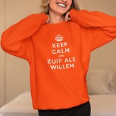 Oranje Koningsdag Trui Keep Calm And Zuip Als Willem - MAAT 4XL - Uniseks Pasvorm - Oranje Feestkleding