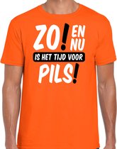 Bellatio Decorations Koningsdag T-shirt voor heren - tijd voor pils - oranje - bier - feestkleding XL