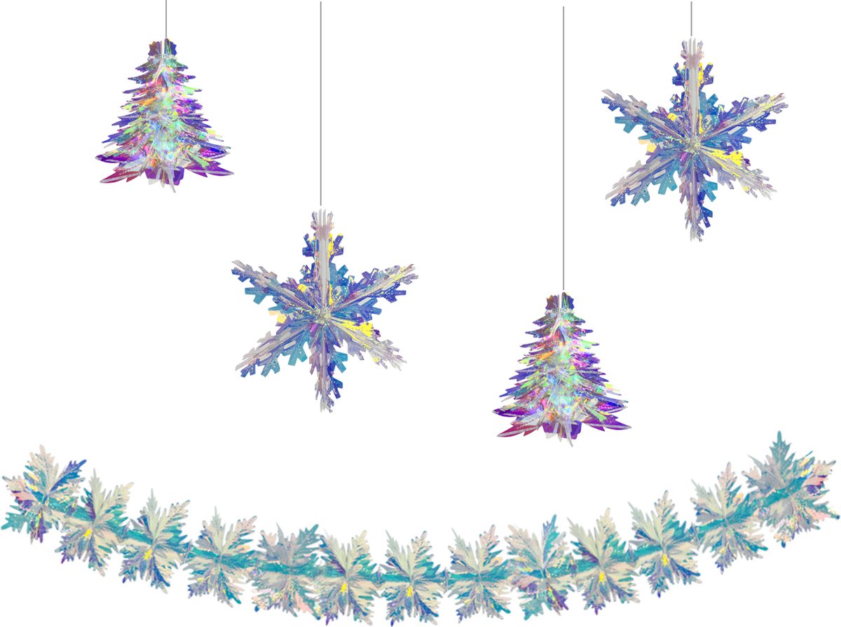 Kerstversiering Kerstdecoratie Kerst Slinger Guirlande Kerst Versiering Kerst Decoratie Boom Slingers Glinster - 5 Stuks