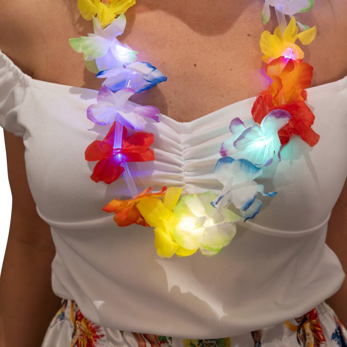 Toppers 2026 Tropicana - Blauwe setje - Festivalponcho - Led Hawaii slinger - Bril - Beach/ Summer/ Zomer — afbeelding 3
