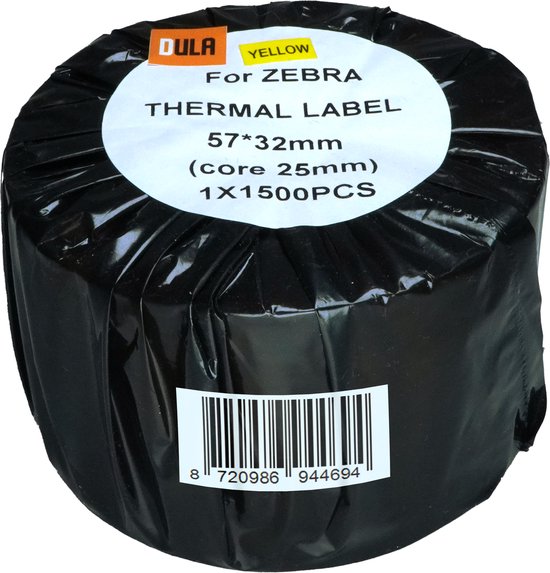DULA Compatible Zebra Labels 57x32mm - 1500 etiketten per rol - kern ...