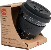 Quy Cup 230ml Ecologische Reis Beker - “MOKA" - BPA Vrij - Gemaakt van Gerecyclede Pet Flessen met zwart Siliconen deksel