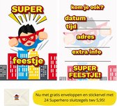 Uitnodiging kinderfeestje - Kinderfeest - Uitnodigingen - Verjaardag - Inclusief enveloppen - Eigen design en print - Wenskaart - Superhero - 20 stuks - A6