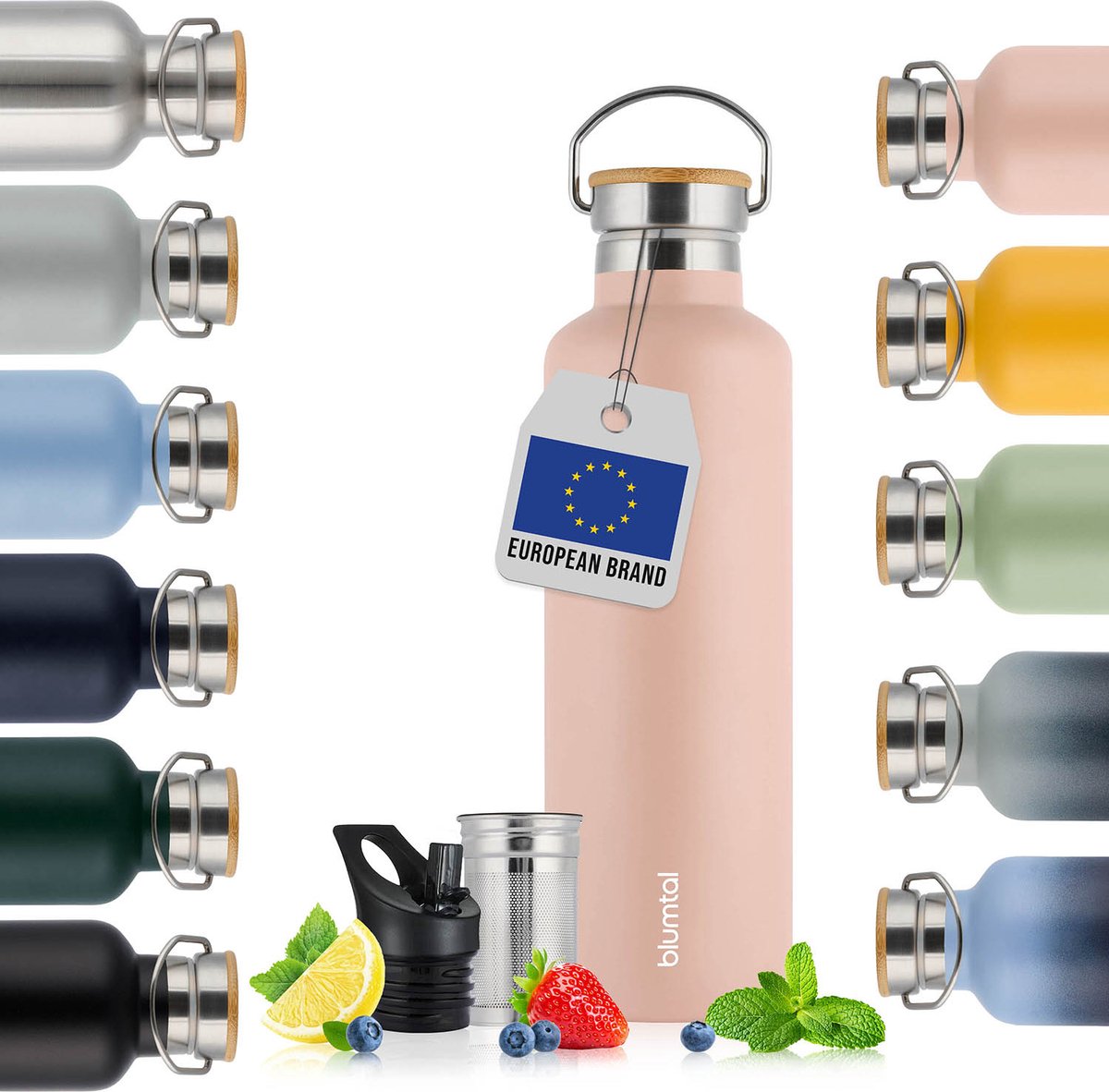 Blumtal Thermosfles 1000 ml Dubbelwandige Thermosfles Drinkfles BPA Vrij Theefles Thermos Roze