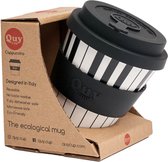 Quy Cup 230ml Ecologische Reis Beker - “Piano" - BPA Vrij - Gemaakt van Gerecyclede Pet Flessen met zwart Siliconen deksel