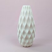 Dastium Home - 3D print Vaas Lisanne - Glanzend wit - 50 cm - Vaas voor zijden bloemen - Exclusieve vaas gemaakt van duurzaam kunststof