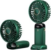 Handventilator - Draagbare Ventilator Oplaadbaar - Tafelventilator Draadloos - Mini Fan - 5 Standen - Groen