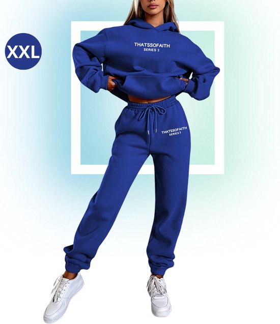 Livano Jogging Suit Femme - Home Suit - Survêtement - Adultes - À capuche - Jogging Suit - Jogging Suit - Blauw - Taille XXL