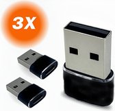 3 set - USB-A naar USB-C Adapter - USB A to USB C Converter Hub - Zwart - 3 Stuks