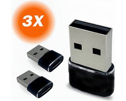 3 set - USB-A naar USB-C Adapter - USB A to USB C Converter Hub - Zwart - 3 Stuks