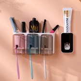 Luxiba - Automatische tandpastadispenser, squeezer, wandhouder en tandenborstelhouder, multifunctionele, ruimtebesparende opbergdoos voor tandenborstels, boren niet nodig
