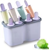 Luxiba - IJsvorm op steel, 8-delige ijs-popvorm, herbruikbaar, gemakkelijk op te lossen ijsvorm voor kinderen, vele vormen, zelfgemaakte ijslollyvormen, BPA-vrij (8 muldenpaars)