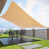 Luifel 3 x 2,5 m rechthoekige zonwering voor tuin, balkon en terras, 95% UV-bescherming, 185 g/m² stof met hoge dichtheid, waterdoorlatend voor terras, achtertuin, buiten zandkleur