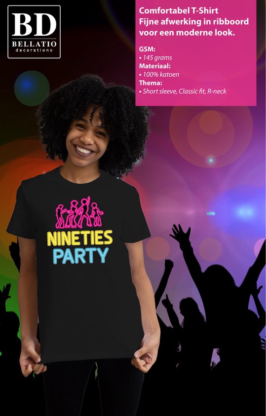 Bellatio Decorations Chemise de déguisement pour dames - party des années 90 - Noir - Néon - Années 90 - Bad party XXL