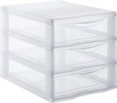 Luxiba - Orgamix Ladebox van kunststof, 3 transparante laden voor A4-papier, hoogte 25,5 cm, stapelbaar, ideaal voor bureau, onderwijs, documenten, accessoires